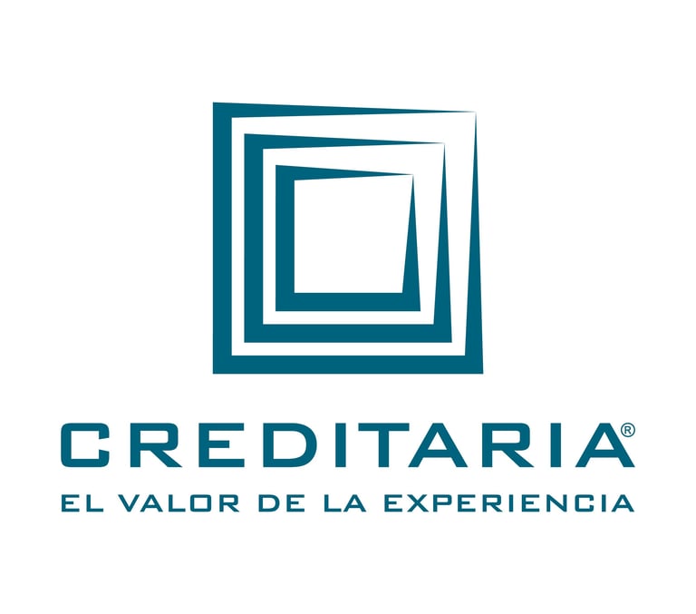 Creditaria logo with nested square symbol and tagline El Valor de la Experiencia